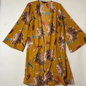 Cowgirl Legend L  top cardigan Open Front Semi Sheer Long Kimono native american